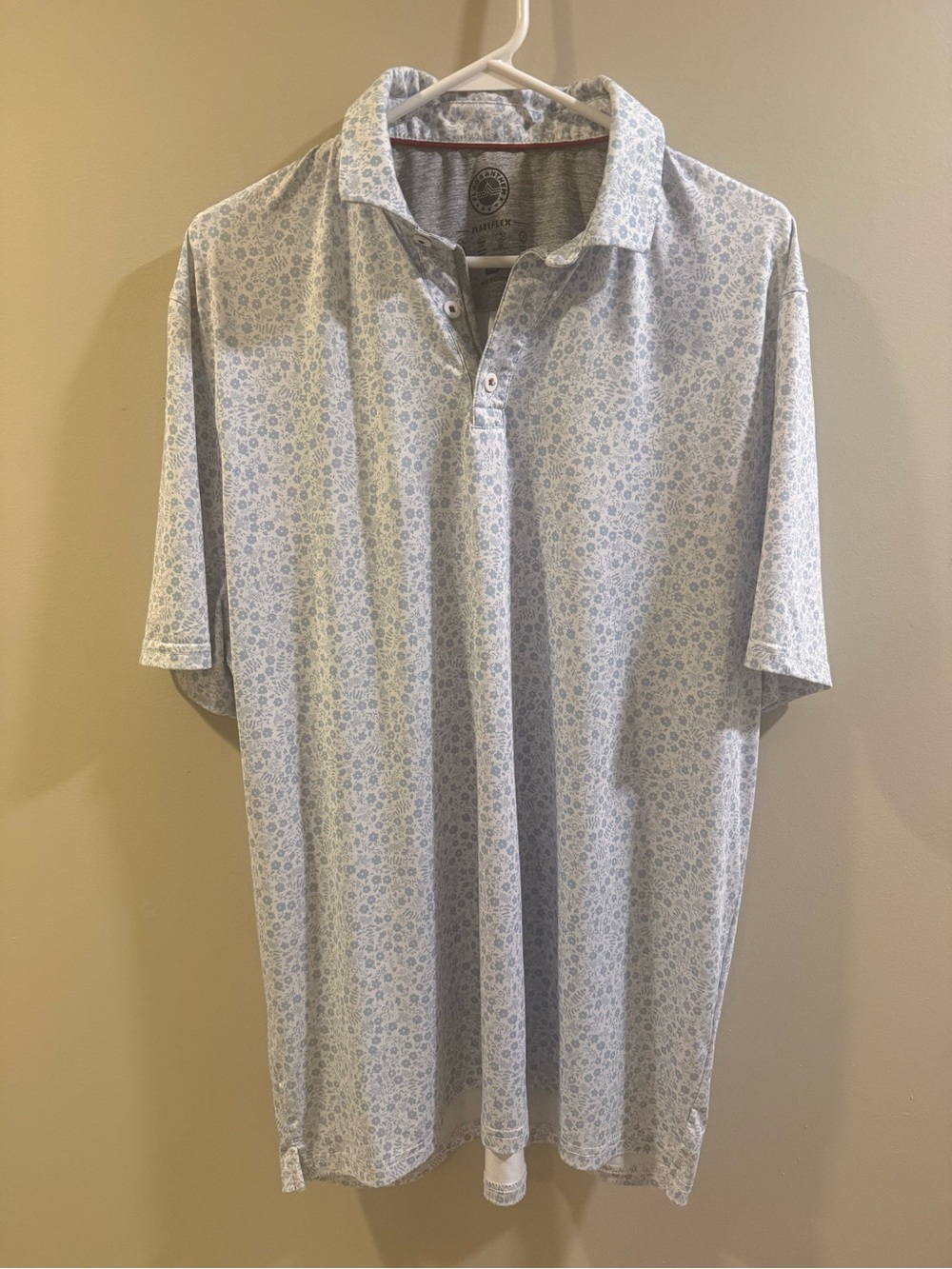 Men's Light Blue Micro Floral Polo Shirt